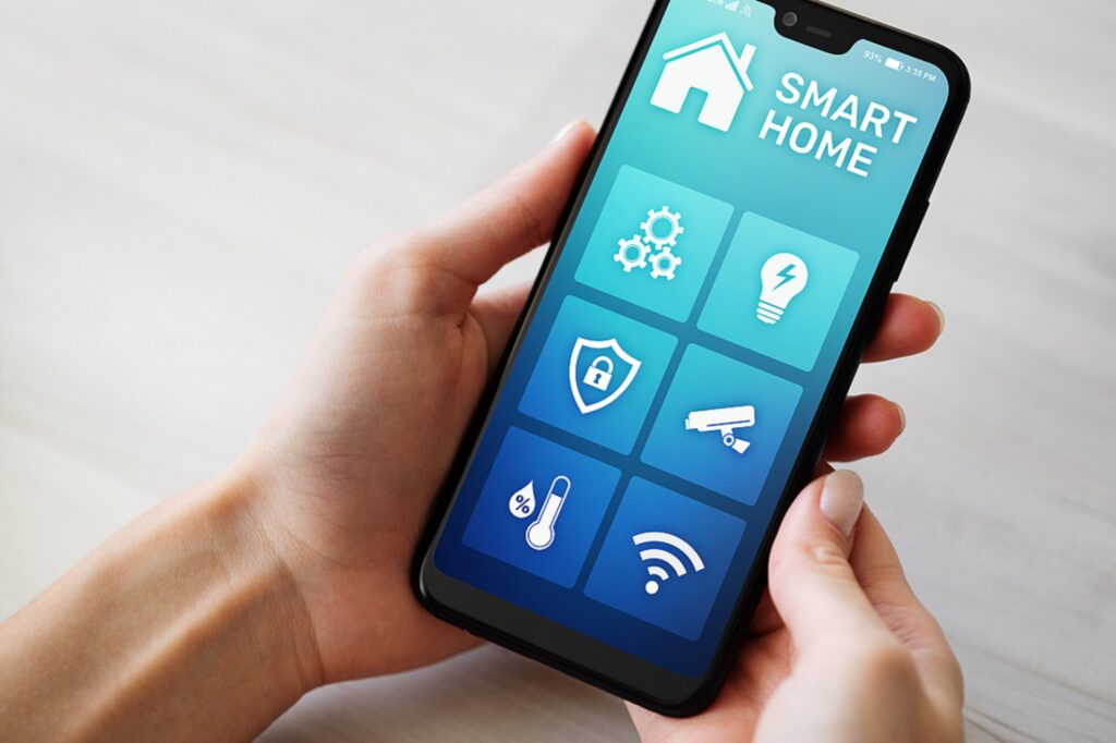 Smart Home Control Application On Mobile Phone Screen Automation And Iot Concept